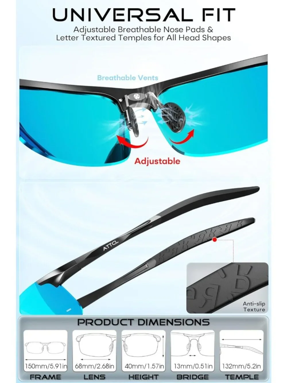 Lightweight Polarized Sunglasses for Men | UV400 Anti-Glare Sports Shades